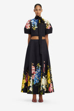 Load image into Gallery viewer, Molly Puff Sleeve Top Snapdragon Print in Ebony | Leo Lin