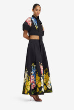 Load image into Gallery viewer, Molly Puff Sleeve Top Snapdragon Print in Ebony | Leo Lin