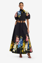 Load image into Gallery viewer, Elina Maxi Skirt Snapdragon Print in Ebony | Leo Lin