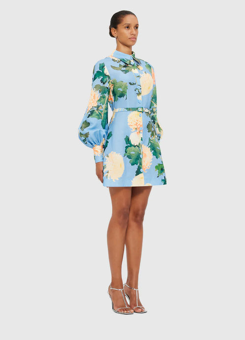 Luminous Linen Mini Dress - Hydrangea in Cornflower Blue | Leo Lin