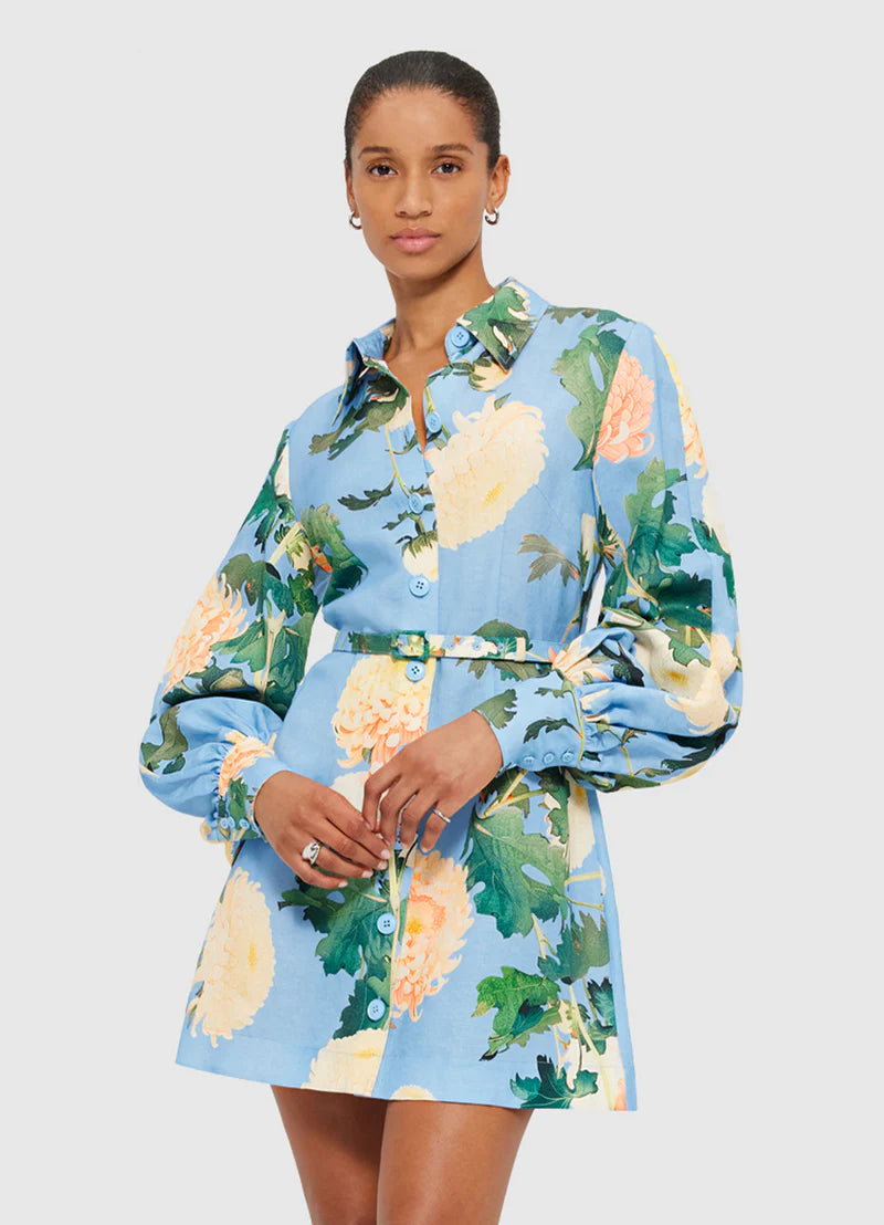 Luminous Linen Mini Dress - Hydrangea in Cornflower Blue | Leo Lin Ted & Olive Boutique Luminous Linen Mini Dress - Hydrangea in Cornflower Blue | Leo Lin Ted & Olive Boutique