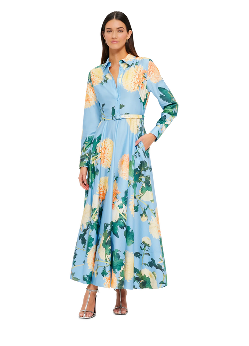 Zara Shirt Midi Dress - Hydrangea in Cornflower Blue | Leo Lin