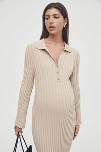 Luxe L/S Polo Dress (Latte) | Legoe Heritage