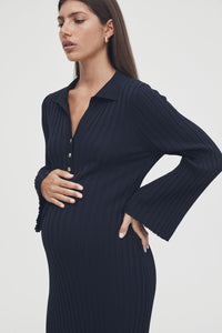 Luxe L/S Polo Dress (Navy) | Legoe Heritage