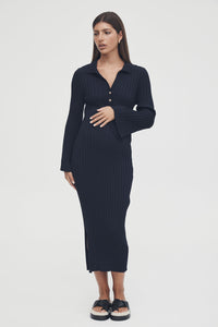 Luxe L/S Polo Dress (Navy) | Legoe Heritage