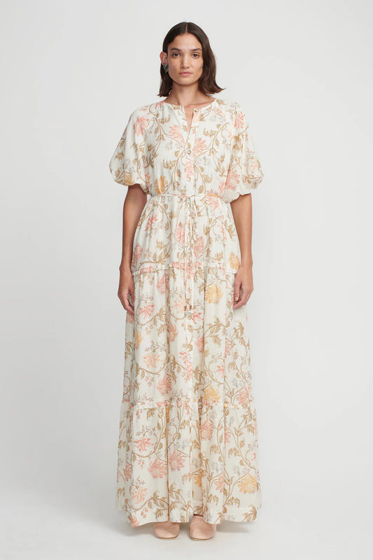 Margiela Maxi Dress, Creme Floral | Hansen & Gretel