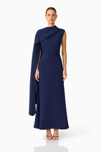 Load image into Gallery viewer, Leonara Asymmetric Cape Dress Deep Navy / Elliatt