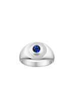 Load image into Gallery viewer, Heritage Signet Ring - White Gold/Royal Blue | Porter Jewellery