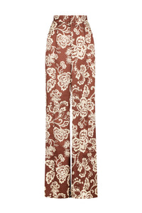 Eugenia Tailored Pant - Chocolate Foral / Hansen & Gretel