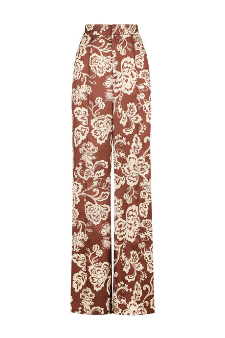 Eugenia Tailored Pant - Chocolate Foral / Hansen & Gretel