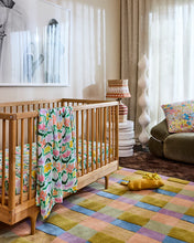 Load image into Gallery viewer, Popping Flowers Green Bamboo Swaddle | Kip &amp; Co
