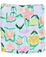 Load image into Gallery viewer, Popping Flowers Green Bamboo Swaddle | Kip &amp; Co