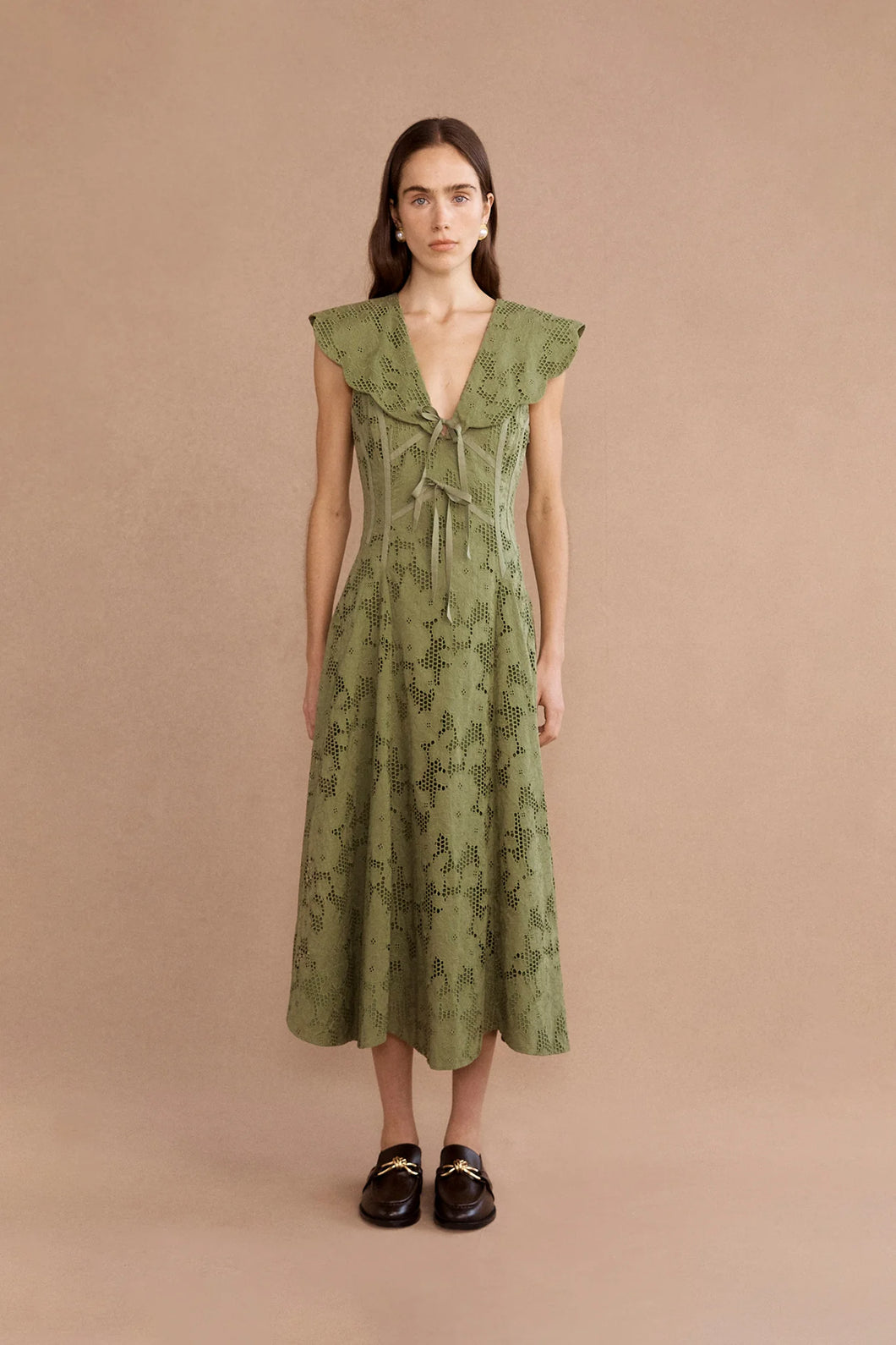 Rhia Midi Dress Olive | Lovaan