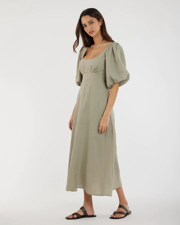 Romilly Linen Midi Dress Sage