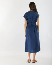 Load image into Gallery viewer, Renee Linen Midi Dress, Navy | Amelius