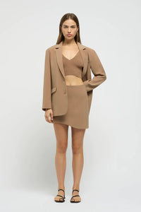 Delos Tailored Skirt, Warm Taupe | Friend of Audrey