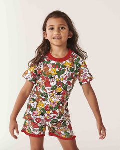 Christmas Party Short Sleeve Tee & Frill Short PJ set | KIP & CO