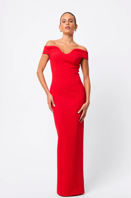 Modernist Maxi Dress, Red | Mossman