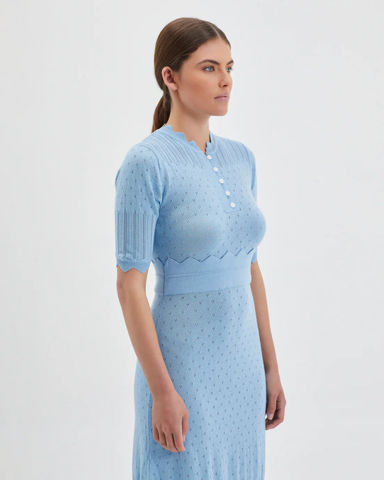 Pointelle Wool Dress Seafoam | Iris & Wool