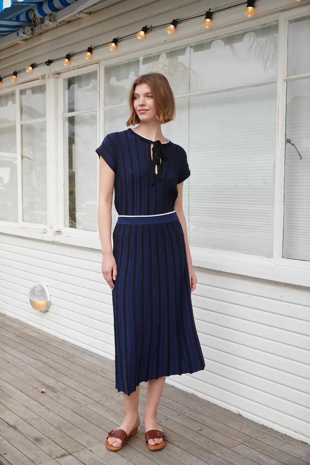 Amelia Midi Wool Skirt Navy / Iris and Wool