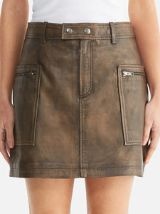 Lennie Leather Mini Skirt Brown / Ena Pelly