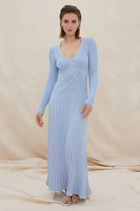 Sovere Laced Long Sleeve Midi Dress, Dawn Blue | Sovere