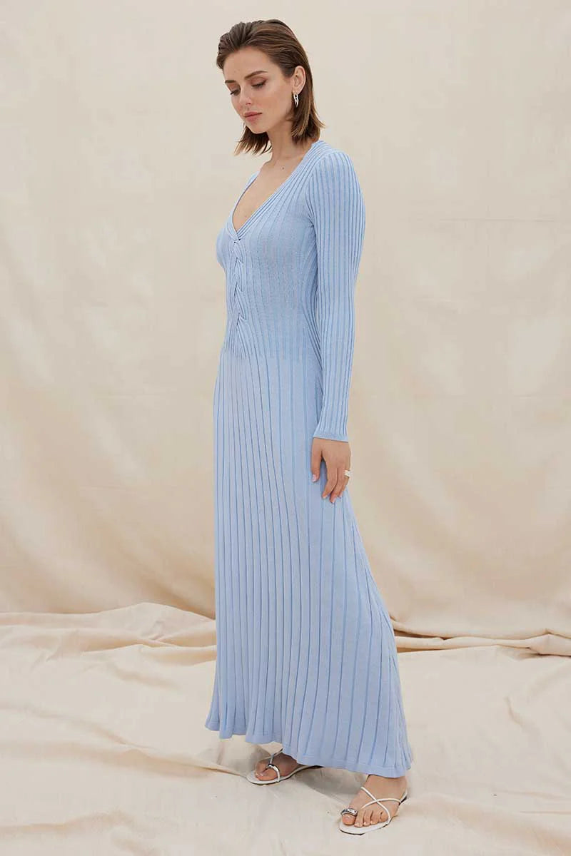 Sovere Laced Long Sleeve Midi Dress, Dawn Blue | Sovere Ted & Olive Boutique Sovere Laced Long Sleeve Midi Dress, Dawn Blue | Sovere Ted & Olive Boutique