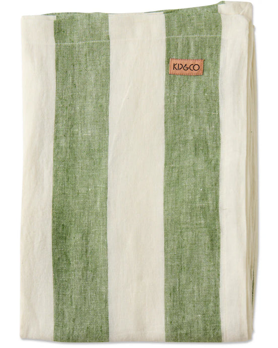 Moss Stripe Rectangular Tablecloth | Kip & Co