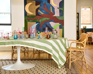 Moss Stripe Rectangular Tablecloth | Kip & Co