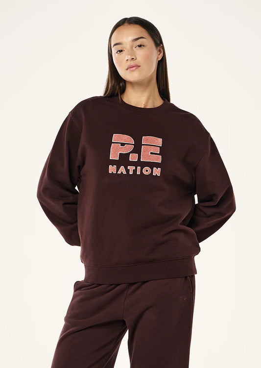 Heads Up Boucle Sweat Mahogany / PE Nation