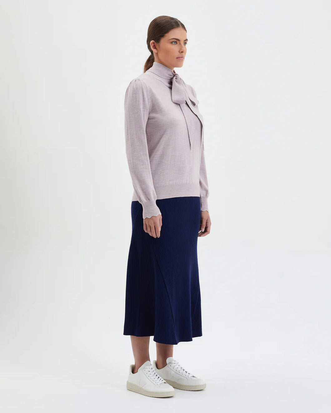 Jacqueline Bow Sweater Rose Melange / Iris & Wool