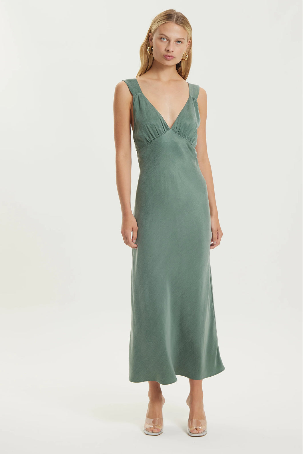 Magnetic Camisole Bias Slip Dress, Teal | Third Form