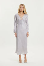Load image into Gallery viewer, Untamed Bias Tie Up Maxi Dress, Silver | Third Form