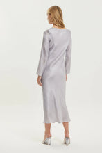 Load image into Gallery viewer, Untamed Bias Tie Up Maxi Dress, Silver | Third Form