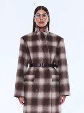Load image into Gallery viewer, Tessa Wool Blend Coat - Sand Check | Ena Pelly
