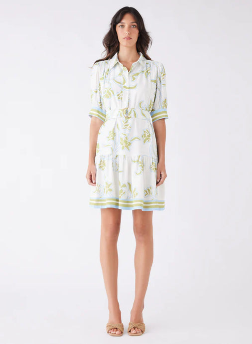 Tranquility Mini Dress, Olive Floral | Esmaee