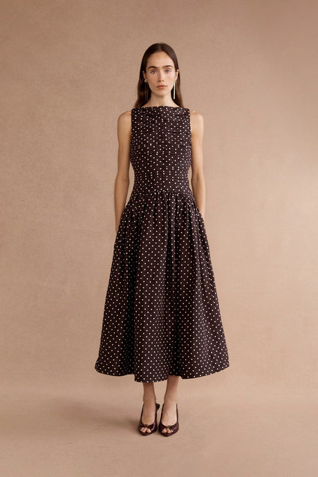 Val Midi Dress Cacao Spot | Lovaan