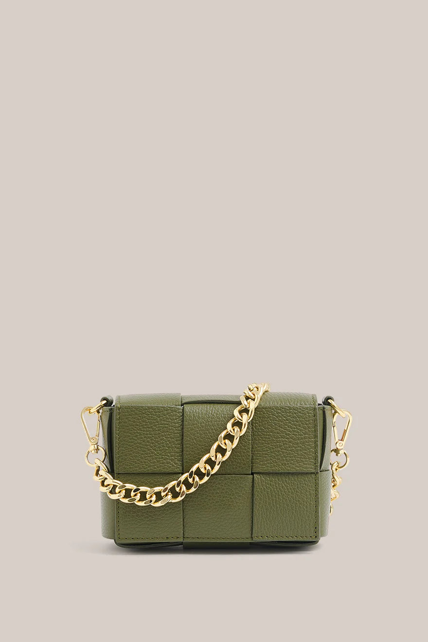 Margot Mini Khaki Leather Woven | Vestirsi