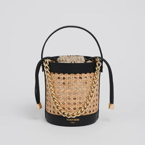 Brittany Black Rattan Bucket Bag | Vestirsi