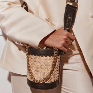 Brittany Black Rattan Bucket Bag | Vestirsi