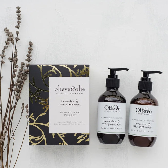 Wash & Cream Twin Set Lavender & Rose Geranium - Olieve & Olie