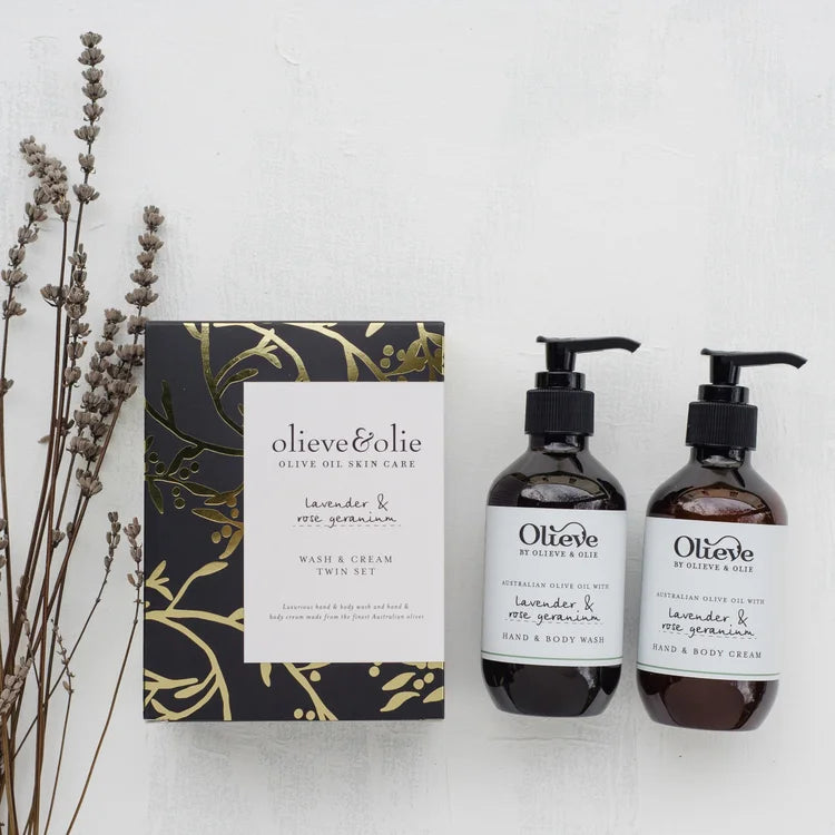 Wash & Cream Twin Set Lavender & Rose Geranium - Olieve & Olie