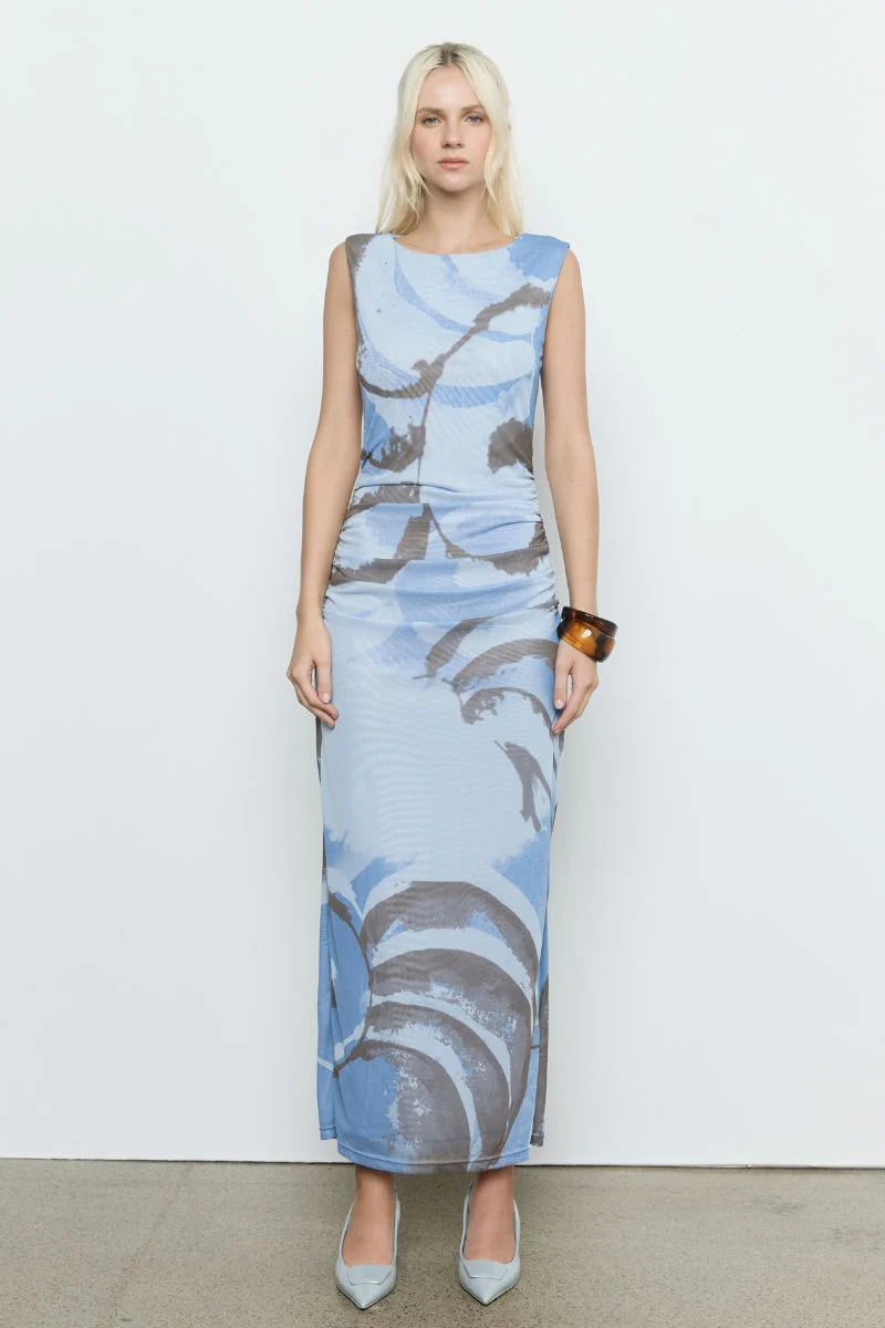 Sleeveless Whirl Mesh Dress | Sovere