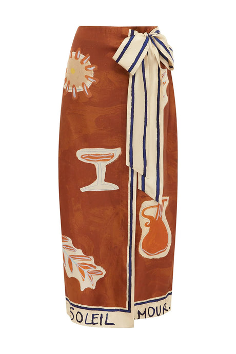 Soleil D'Amour Silk Sarong Skirt | Alemais