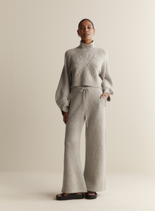 Elizabeth Wool Quilt Knit Pant, Grey | Joslin