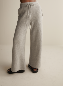 Elizabeth Wool Quilt Knit Pant, Grey | Joslin