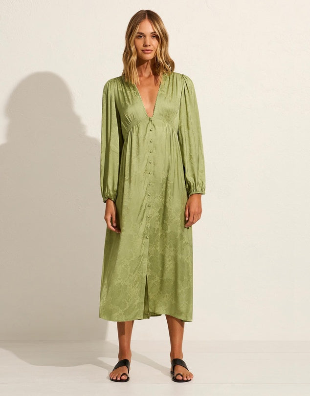 slim fit dress slacks Arwen Midi Dress, Sage