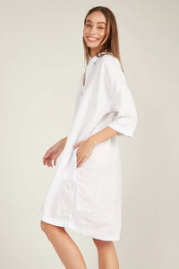 Island Shirt Dress, Blanc | Primness