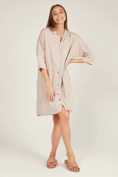 Island Shirt Dress, Dove | Primness