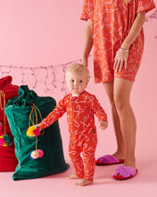 Load image into Gallery viewer, Candy Cane Red Organic Long Sleeve Zip Romper | KIP &amp; CO